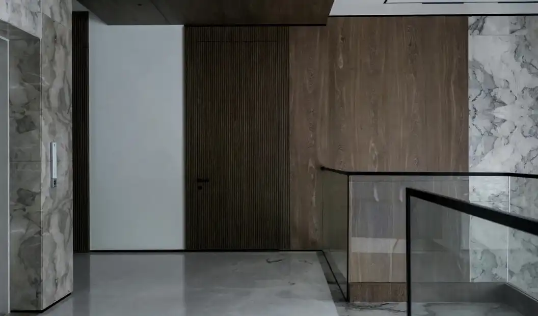 Premium modern interior with marble and wood details